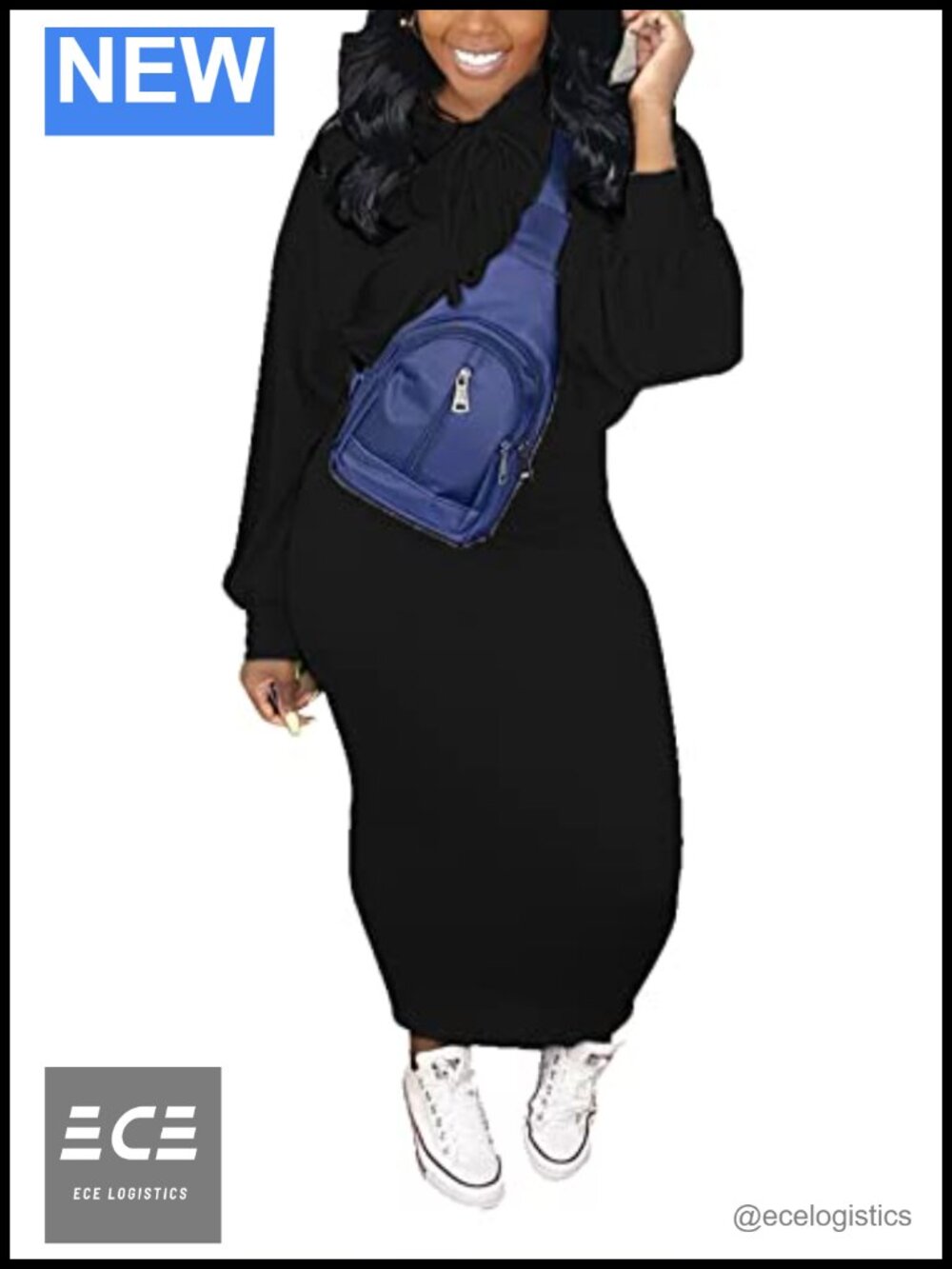 Womens 2 Piece Hoodie Bodycon Maxi Skirt Sweatsuit Set